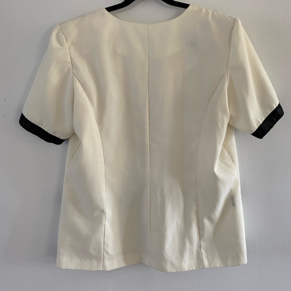 70s/80s handmade cream + black stripe top/cardigan and skirt set - Picture 5 of 8